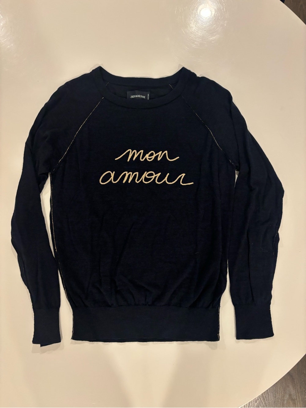 Zadig & Voltaire Mon Amour Embroidered Navy Sweater - Women